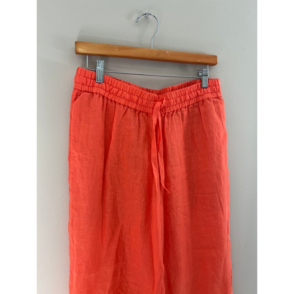 J.Crew Seaside Wide Leg Linen Pants Red Drawstring B0810 Womens Medium